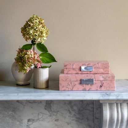 Large Pink Chinoiserie Box with Silver