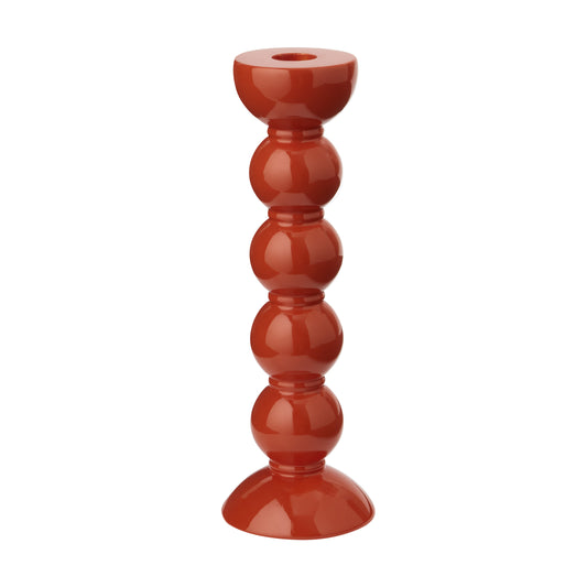 Tall Orange Bobbin Candlestick - 24cm