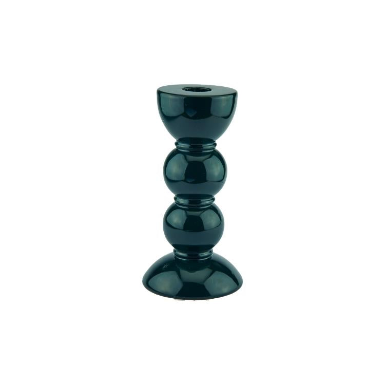 Medium Racing Green Bobbin Candlestick- 14cm