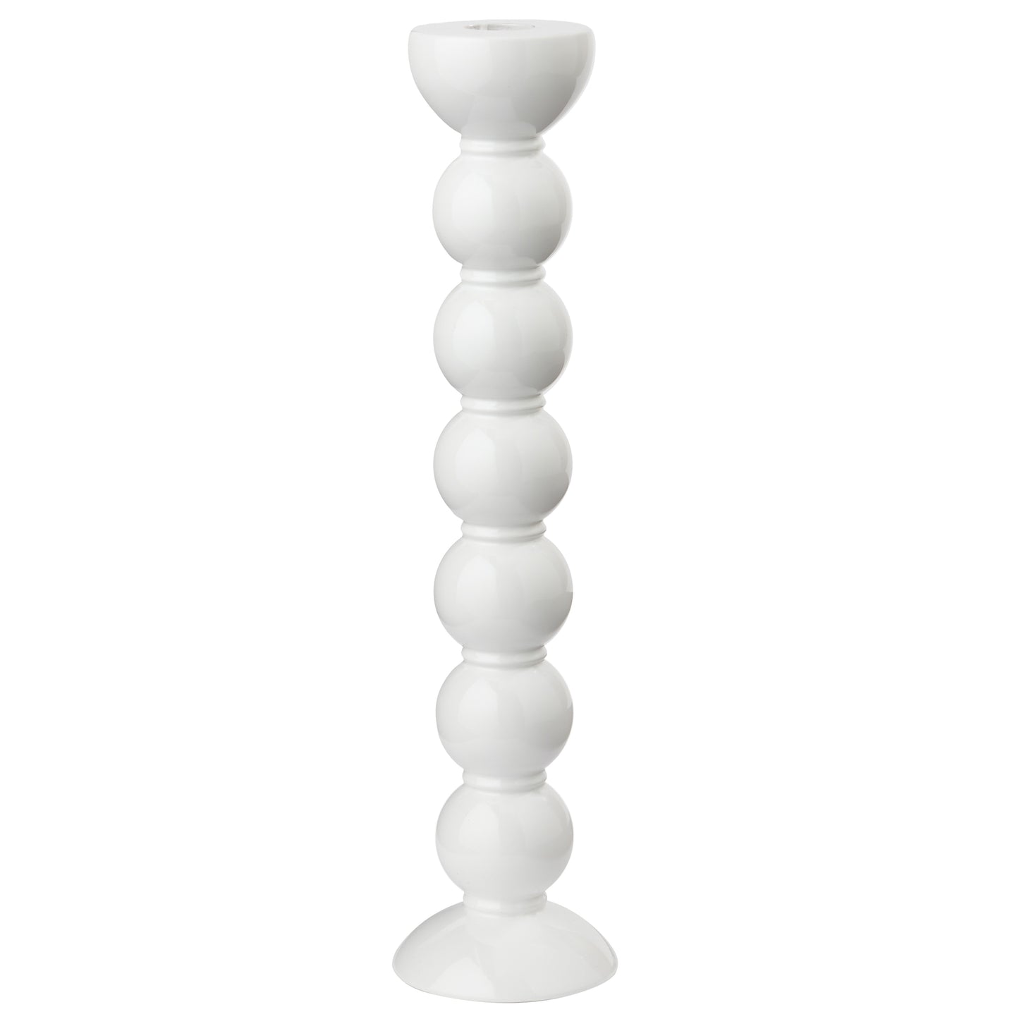 Extra Tall White Bobbin Candlestick - 33cm