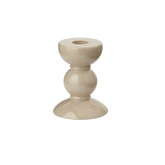 Small Cappuccino Bobbin Candlestick - 10cm