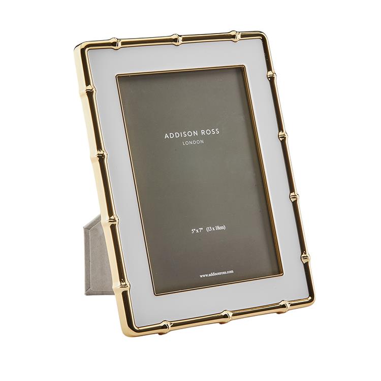 White & Gold Bamboo Photo Frame