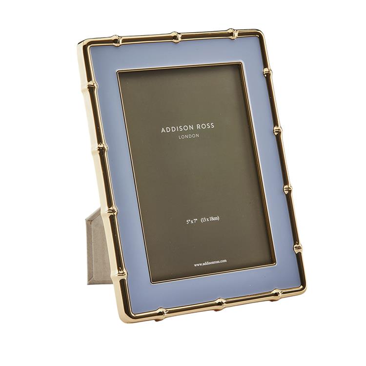 Pale Denim & Gold Bamboo Photo Frame