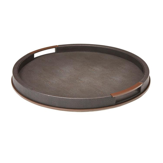 Large Round Anthracite Shagreen Tray