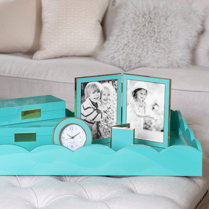 Turquoise Blue & Gold Alarm Clock