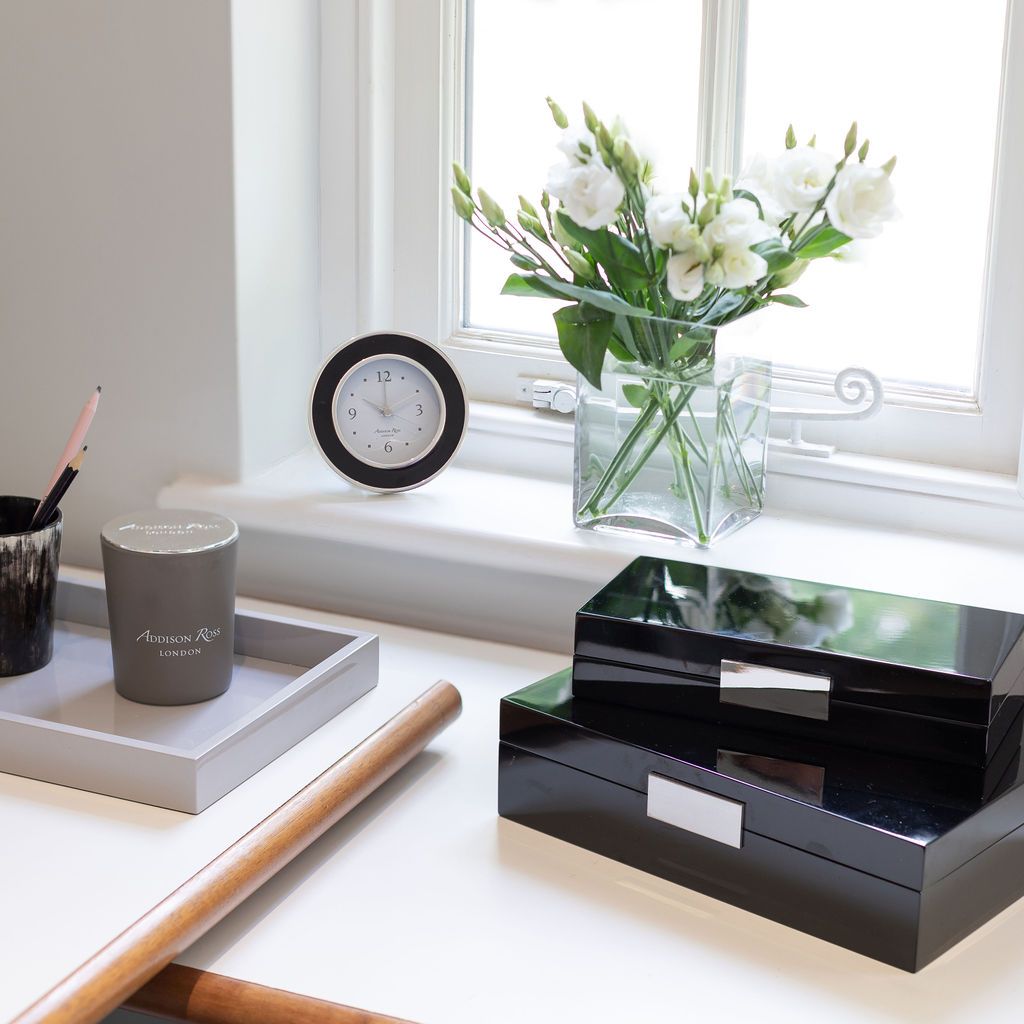 Large Black Jewellery Box with Silver