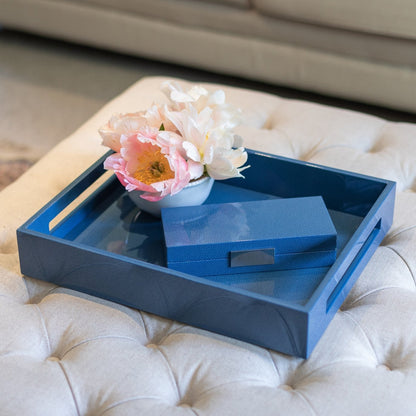 Blue Shagreen Box With Silver