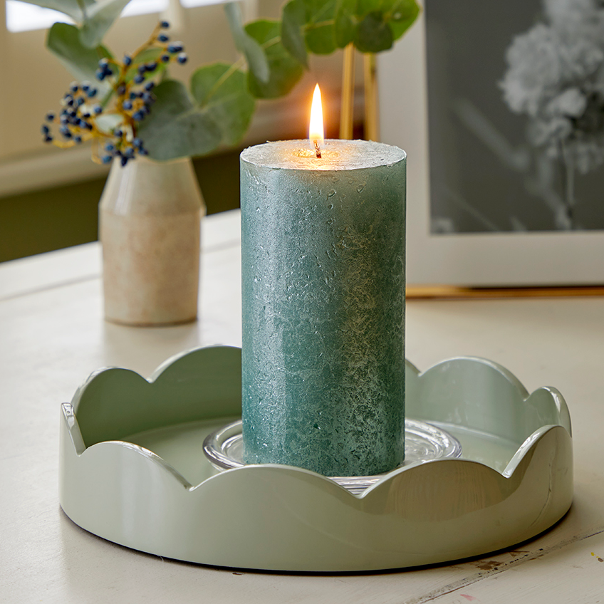 Sage Green Small Scallop Round Tray