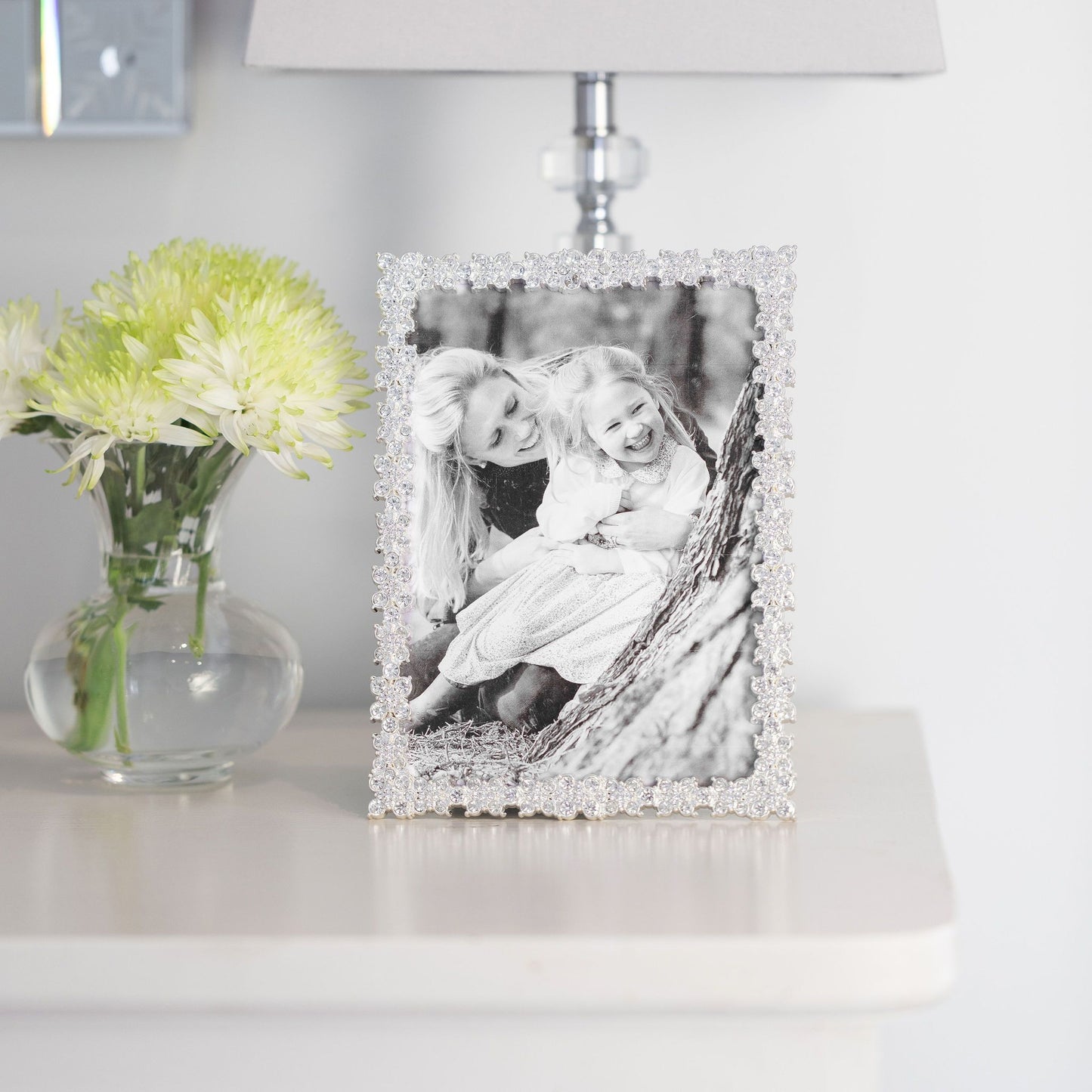 Silver Daisy Diamante Frame