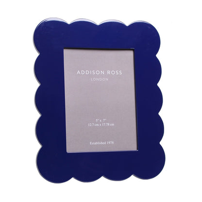 Navy Scalloped Lacquer Photo Frame