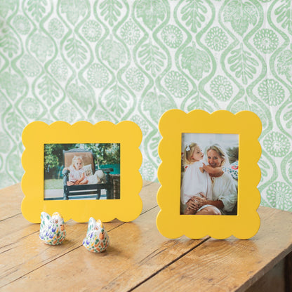 Yellow Scalloped Lacquer Photo Frame