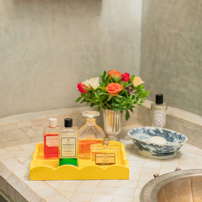 Yellow Small Lacquered Scalloped Tray