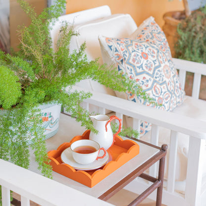 Orange Small Lacquered Scalloped Tray