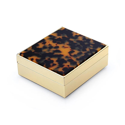 4" Faux Tortoiseshell & Gold Box - Boxes & Pots - Addison Ross