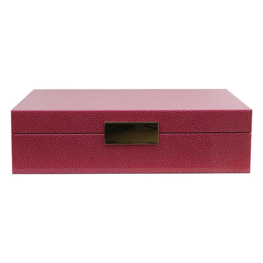 Large Pink Shagreen Lacquer Box with Silver