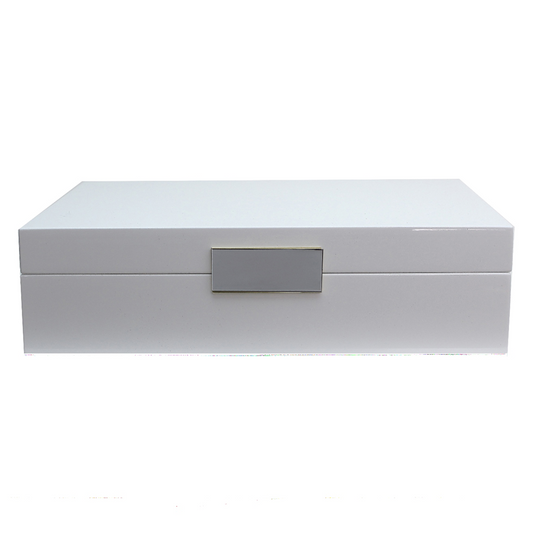 Large White Lacquer Box With Silver