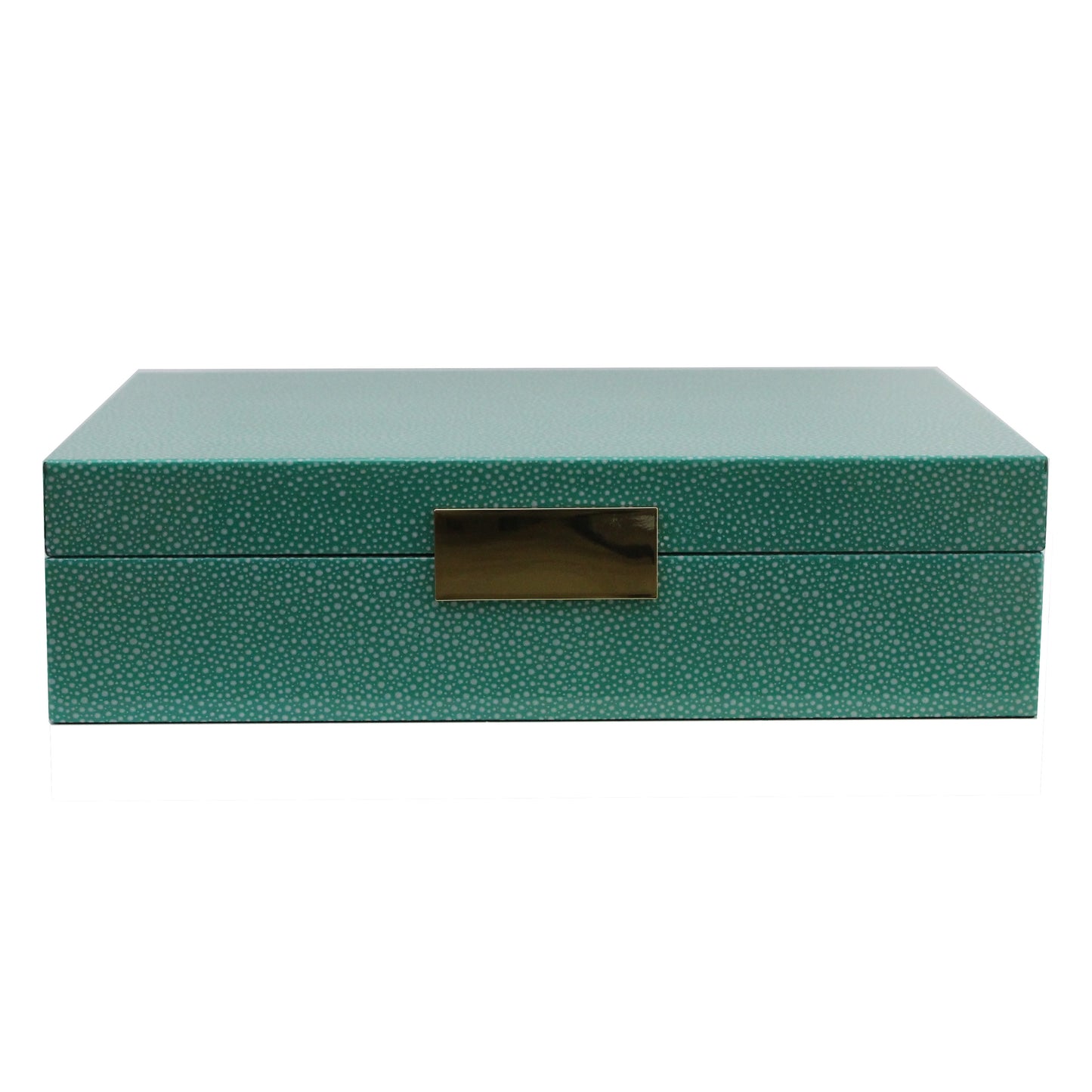 Large Green Shagreen Lacquer Box with Gold