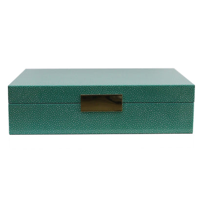 Large Green Shagreen Lacquer Box with Gold