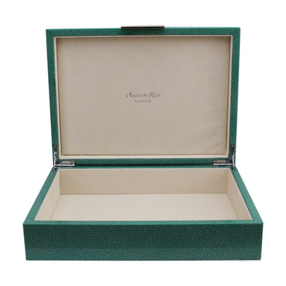 Large Green Shagreen Lacquer Box with Gold