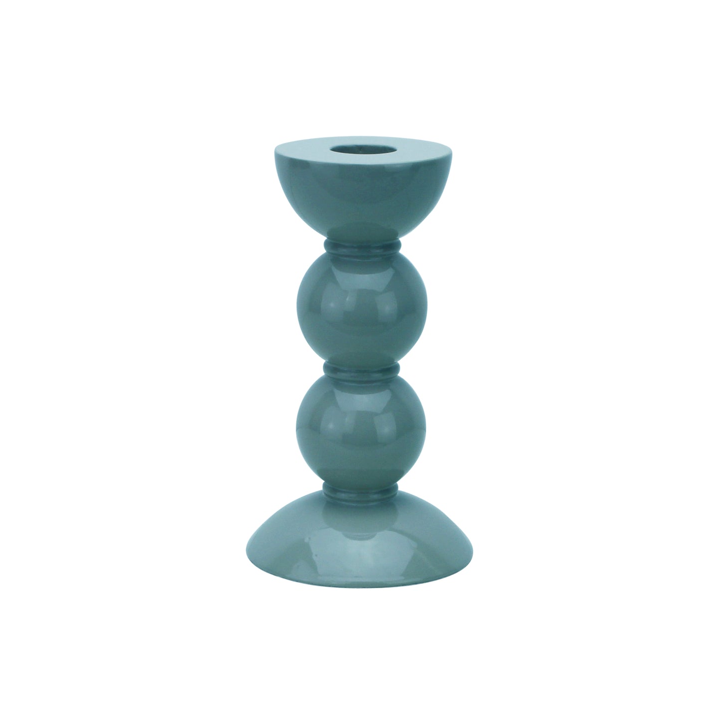 Medium Chambray Blue Bobbin Candlestick - 14cm