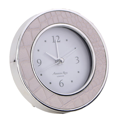 Mocha Croc Silver Silent Alarm Clock