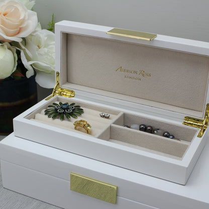 White Lacquer Box With Gold