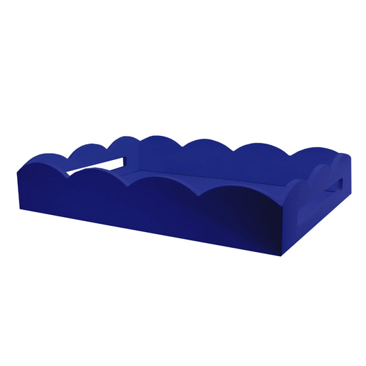 Navy Medium Lacquered Scallop Serving Tray