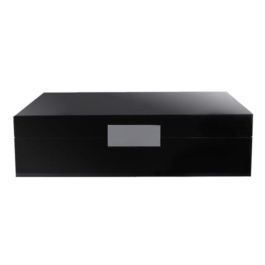 Large Black Lacquer Box With Silver