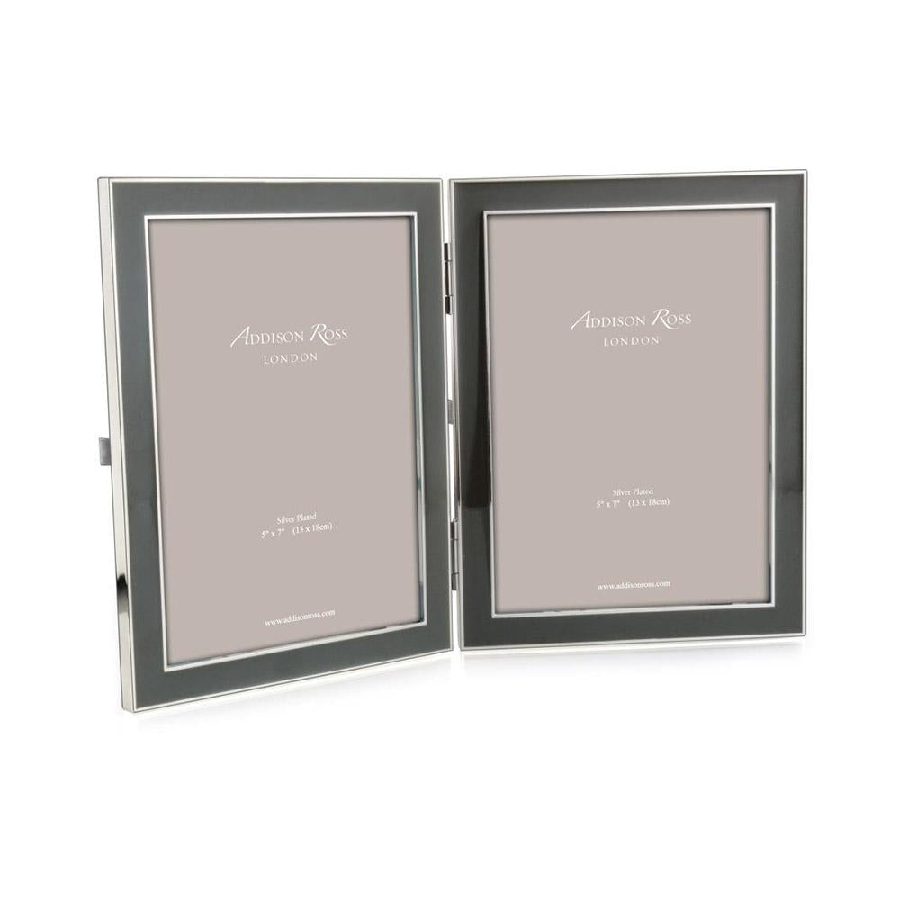 Taupe Enamel & Silver Double Frame - Enamel Frames - Addison Ross