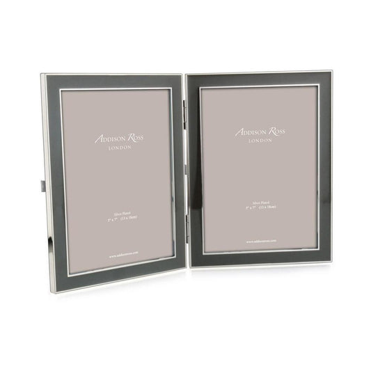 Taupe Enamel & Silver Double Frame - Enamel Frames - Addison Ross