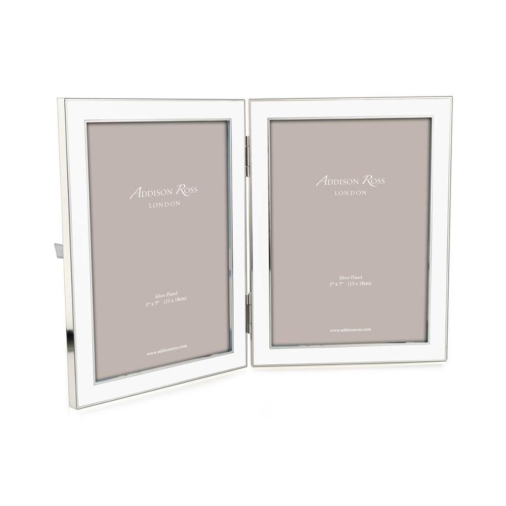 White Enamel & Silver Double Frame - Enamel Frames - Addison Ross