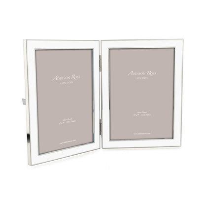 White Enamel & Silver Double Frame - Enamel Frames - Addison Ross