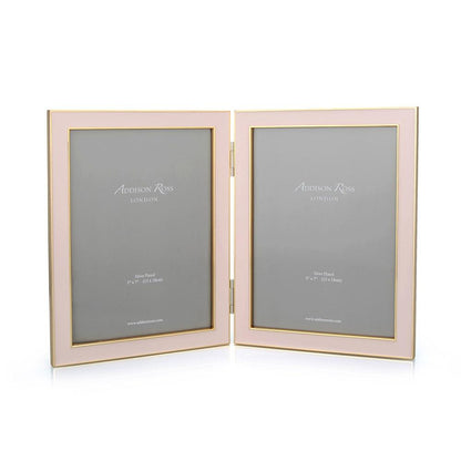 Pale Pink Enamel & Gold Double Frame