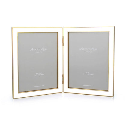 White Enamel & Gold Double Frame