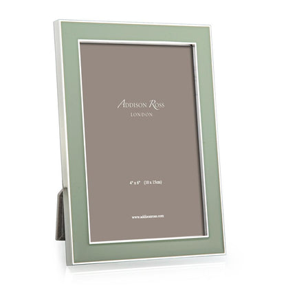 Pale Sage Green Enamel & Silver Frame