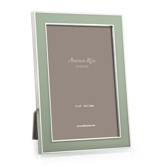 Pale Sage Green Enamel & Silver Frame