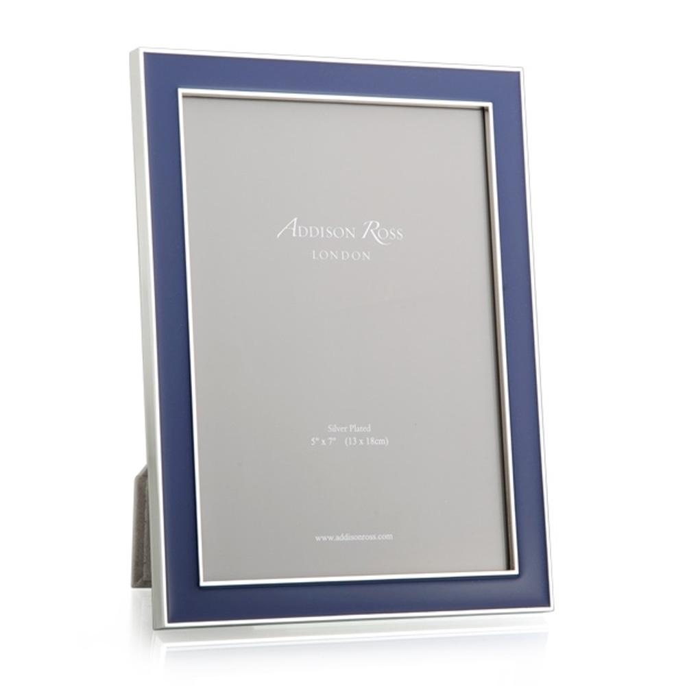 Navy Blue Enamel & Silver Frame